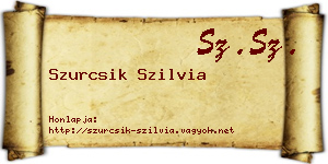 Szurcsik Szilvia névjegykártya